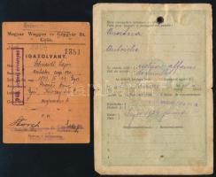 1948 Magyar Waggon és Gépgyár Rt. Győr fényképes igazolványa + útlevél fényképes oldala