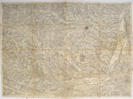 cca 1903 Kolozsvár és környéke térképe, 1:75.000, vászonra kasírozva, 38x53 cm.