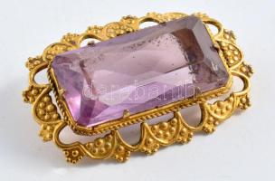 Régi aranyozott fém bross, 4x2,5 cm