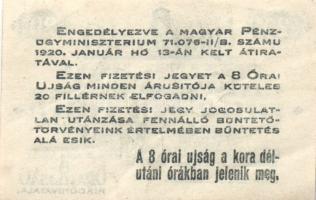 1919. "8 Órai Újság" 20f T:I-