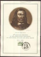 Kékesi László (1919-1993): Pápai Páriz Ferenc, rézkarc-papír, jelzett kis szériás emléklapon alkalmi bélyegzéssel 15x21 cm