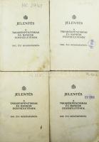 1938-1942 Jelentés a Takarékpénztárak és Bankok Egyesületének 1938./1940./1941./1942. évi működéséről. Bp., Athenaeum. Kiadói papírkötések, kopott, foltos borítókkal, régi intézményi bélyegzésekkel.