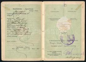 1928 A Magyar Királyság által kiállított útlevél Doroszlai Sándor részére, fénykép nélkül, osztrák é...
