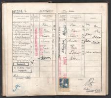 1915 Bp., a Budapesti Kir. M. Tudományegyetem leckekönyve Doroszlai Sándor bölcsészhallgató részére,...