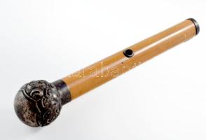 Ezüst (Ag) markolatú sétabot vég, jelzett, h: 21 cm