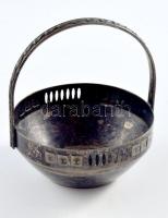 Ezüstözött alpakka ékszeres edény, kopással, m: 9 cm