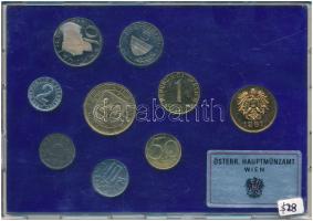 Ausztria 1981. 2gr-20Sch (8xklf) forgalmi sor műanyag dísztokban, közte 1981. 20Sch Al-Ni-bronz "Kilenc osztrák tartomány" T:UNC Austria 1981. 2 Groschen - 20 Schilling (8xdiff) coin set in original plastic case, including 1981. 20 Schilling Al-Ni-bronze "Nine Austrian Provinces" C:UNC