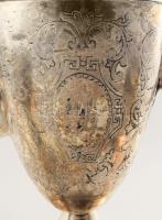 cca 1900 Nemesi címeres ezüstözött fém háromrészes szervírozó szett, kopott ezüstréteggel, m: 15-31 ...