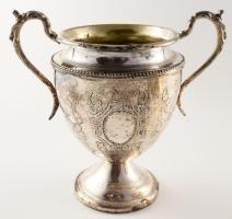 cca 1900 Nemesi címeres ezüstözött fém háromrészes szervírozó szett, kopott ezüstréteggel, m: 15-31 ...