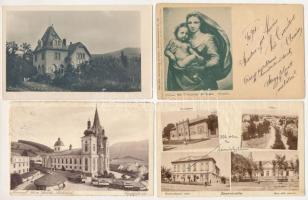 6 db RÉGI képeslap, közte 1 MODERN: Pécs, Jászárokszállás, Kisinóc, Mariazell, Budapest-Pázmány Egyetem, Rafaello / 6 pre-1945 postcards, with 1 modern one: Hungarian and foreign towns, 1 motive art postcard