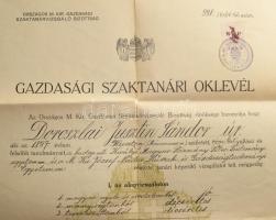 1913-1941 4 db tanítói oklevél, rajtuk számos aláírással, köztük ifj. Szinnyei József (1857-1943), F...
