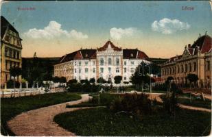 1918 Lőcse, Levoca; Erzsébet tér, Törvényszéki palota, Főreáliskola. Braun Fülöp kiadása / square, palace of court, school (Rb)