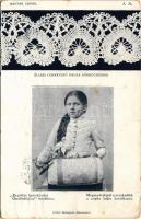 Körmöcbánya, Kremnitz, Kremnica; Állami Csipkeverő Iskola. Magyar csipke A. 26. Erzsébet Iparoktatási Ösztöndíjalap / Hungarian bobbin lace makers' school, pattern (kopott sarkak / worn corners)