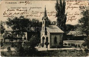 1906 Komárom, Komárnó; Erzsébet-szigeti kápolna. Pannonia kiadása / chapel in Alzbetínsky ostrov (szakadások / tears)