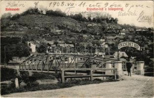 1908 Kolozsvár, Cluj; Erzsébet híd a fellegvárral. Lepage Lajos kiadása / bridge, upper castle (EB)