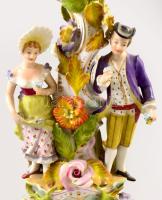 Carl Thieme (feltehetően) figurális díszítésű aufsatz. cca 1900, figurális és gazdag plasztikus virá...