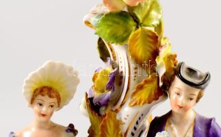 Carl Thieme (feltehetően) figurális díszítésű aufsatz. cca 1900, figurális és gazdag plasztikus virá...