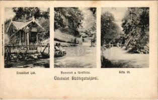 Büdöspataka, Bizusa-Bai; Erzsébet kút, bemenet a fürdőhöz, séta út. Dr. Móricz Aladár amatőr felvétele / spa, mineral water spring and well, promenade (EK)