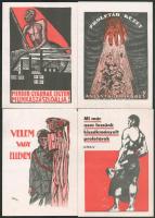 cca 1968-69 12 db munkásmozgalmi reprint kisplakát-nyomtatvány, a Kommunisták Magyarországi Pártja és a Tanácsköztársaság megalakulásának 50. évfordulója alkalmából, közte Bíró Mihály műve, ofszet, papír, 20x14 cm