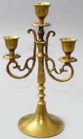 Háromágú bronz gyertyatartó, m: 20 cm