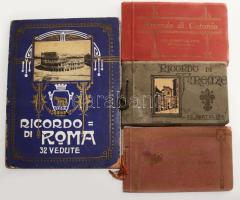 cca 1920-1930 4 db olasz képes leporelló: Ricordo di Roma, Catania, Firenze, Basilica di S. Antonio di Padova. Változó állapotban.