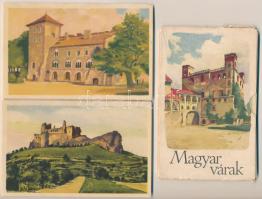 MAGYAR VÁRAK - 26 db MODERN művészlap papír tokban (Képzőművészeti Alap) / 26 modern Hungarian castles postcards in paper case s: Szücs Pál (szakadás / tear)
