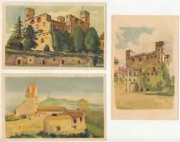MAGYAR VÁRAK - 26 db MODERN művészlap papír tokban (Képzőművészeti Alap) / 26 modern Hungarian castl...