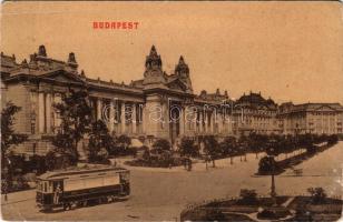 1916 Budapest V. Szabadság tér, Tőzsdepalota, villamos (EB)