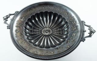 Szecessziós ezüstözött alpakka aufsatz, d: 28 cm, m: 9 cm