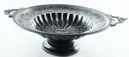 Szecessziós ezüstözött alpakka aufsatz, d: 28 cm, m: 9 cm