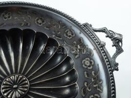 Szecessziós ezüstözött alpakka aufsatz, d: 28 cm, m: 9 cm