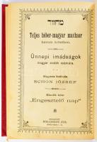 Teljes héber-magyar machsor három kötetben. Ünnepi imádságok zsidók számára. II. kötet. Bp., Schlesinger. Egészvászon kötés, jó állapotban.