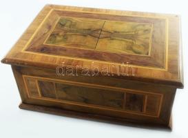 Intarziás fa doboz, 17x25x11 cm