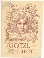 Kató Kiszly István (1895-1963): Ex libris Götzl Lipót, 1931. Klisé, papír, jelzett a metszeten, bal felső sarkában tolas feljegyzéssel, 9x6 cm