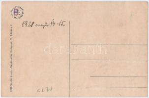 1928 Szeged, Dugonics tér, Hotel Dugonics szálloda, kávéház, étterem és sörcsarnok. Vasúti levelezől...