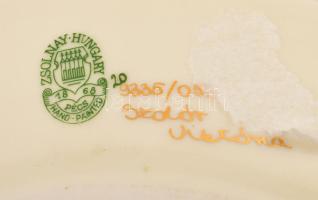 Zsolnay búzavirág mintás falióra, kézzel festett, jelzett, hibátlan, d: 25,5 cm