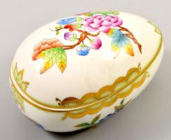 Herendi Viktória mintás tojás alakú bonbonier, jelzett, hibátlan, h: 11,5 cm