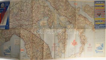 1937 Reale Automobile Club d'Italia - Carta dello stato delle strade, Estate-Autunno 1937-XV. 1 : 1.000.000. Olaszország autóútjainak térképe, nagyméretű, 52x126 cm