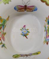 Herendi Viktória mintás körmös mogyorókínáló, jelzett, kopott aranyozással, d: 14 cm, m: 7,5 cm