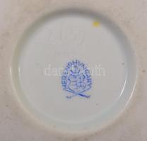 Herendi Viktória mintás körmös mogyorókínáló, jelzett, kopott aranyozással, d: 14 cm, m: 7,5 cm