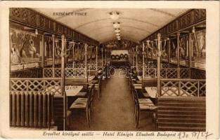 1930 Budapest V. Erzsébet királyné szálloda és étterem, Erzsébet pince, belső. Egyetem utca 5. (ragasztónyom / glue mark)