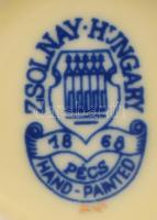 Zsolnay 2 darab búzavirág mintás pohár, jelzett, hibátlan, m: 6,5 cm