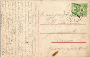 1910 Budapest, Erzsébet híd + "BUDAPEST - GALÁNTA - ODERBERG 362 A" vasúti mozgóposta bély...