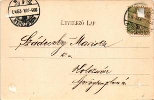 1905 Hortobágy, csikósok, magyar folklór. Pongrácz Géza kiadása (ragasztónyom / glue marks)