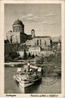 Esztergom, Prímási palota a kikötővel, Bazilika, gőzhajó (szakadás / tear)