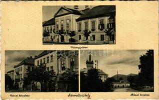 1942 Sátoraljaújhely, Vármegyeháza, Városi bérpalota, üzlet, Állami borpince + "SÁTORALJAÚJHELY PU. SZEKRÉNYBŐL" (EK)
