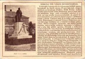 Miskolc, a város nevezetességei, Deák Ferenc szobor. Farkasfalvi Kornél kiadása (EB)