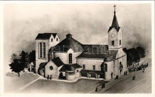 Tárnok, A megnagyobbítandó római katolikus templom külső látképe. Tervezte Urbányi Vilmos építőművész