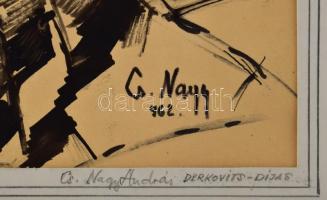 Cs. Nagy András (1927-2009): Ülő női akt, 1962. Tus, papír, jelzett, paszpartuban, 39×28 cm