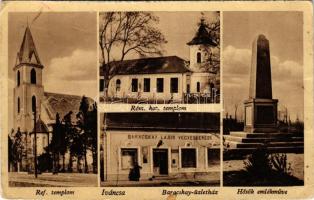 Iváncsa, református templom, római katolikus templom, Baracskay-üzletház, Hősök emlékműve (EB)